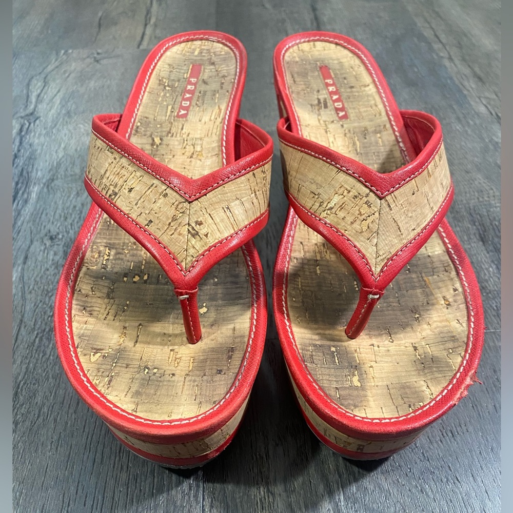Prada Platform Wedge Sandals - image 4